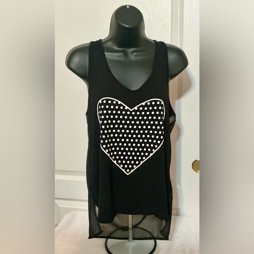 Forever 21 Black Heart Polka Dot Tank Top